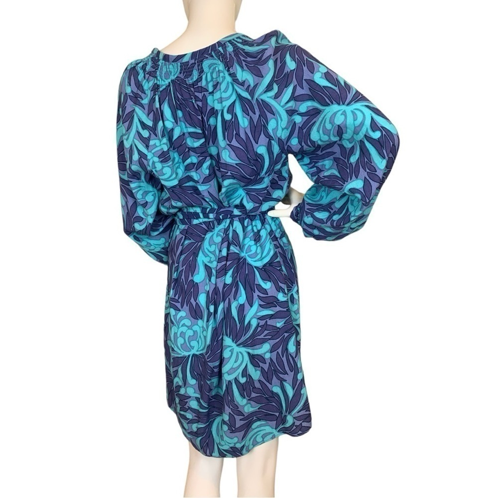 Banana Republic Blue and Purple Floral Shirtdress with Belt Size 12 - Picture 6 of 10